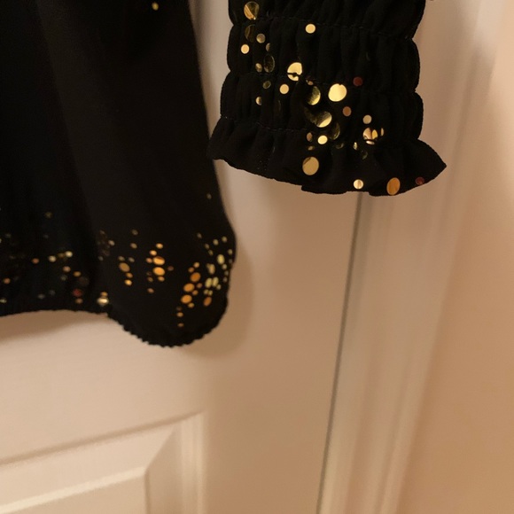 Black Chiffon Plus Blouse with sparkly gold details - Picture 7 of 8